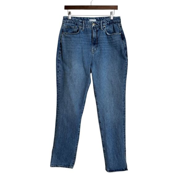 Good American Good Boy Jeans Side Boot Slit High Waist Denim Womens 10 30 - Picture 1 of 11
